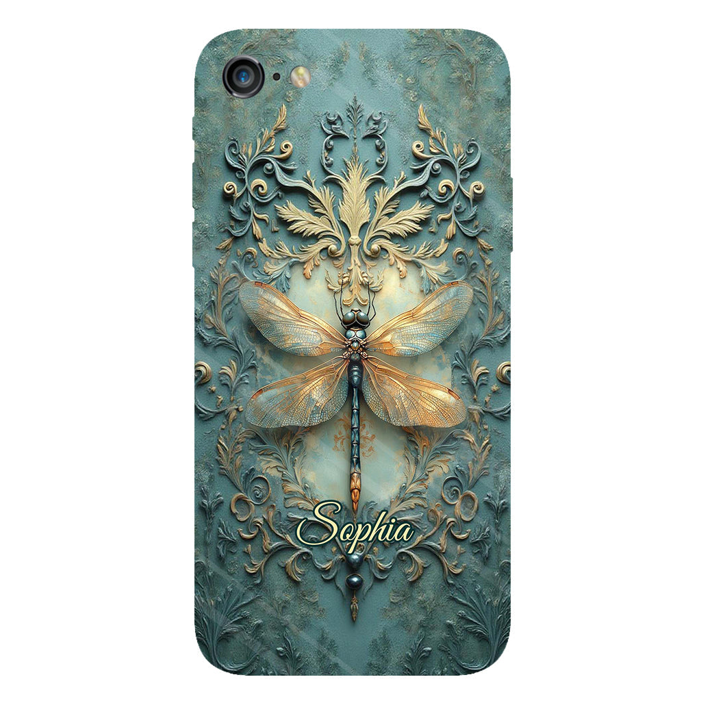 Superbe coque de téléphone personnalisée avec motif libellule - Motif libellule intégral