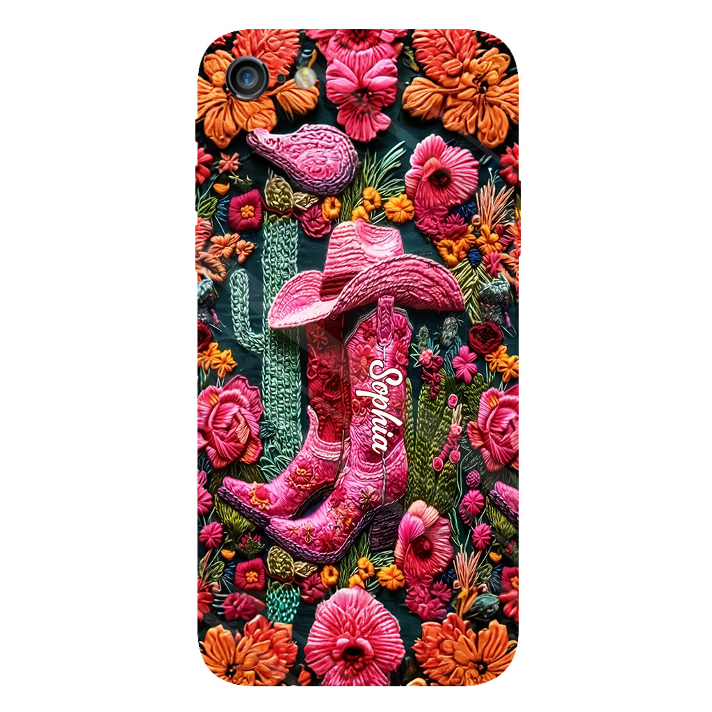 Coque de téléphone personnalisée « Cowgirl rose » avec imprimé intégral