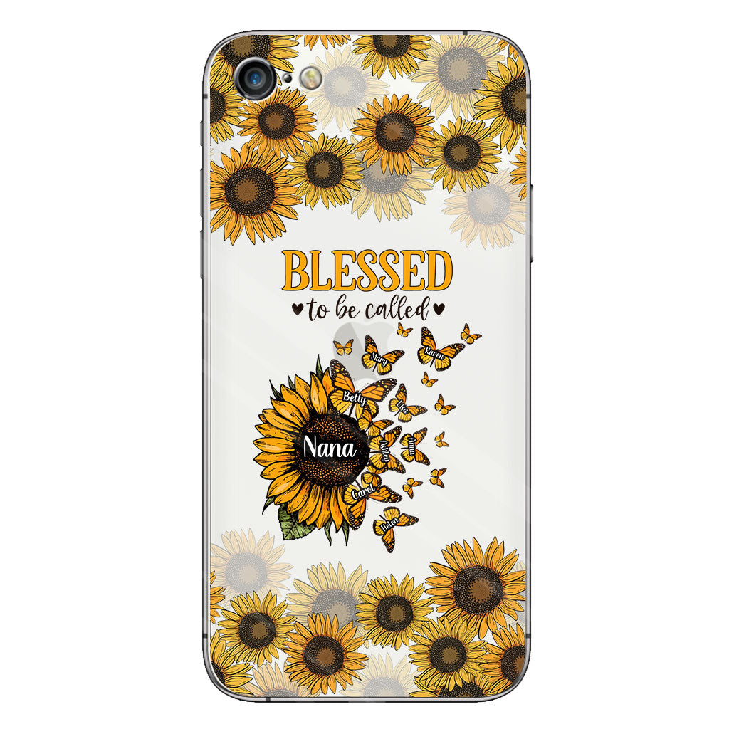 Beautiful Sunflower Blessed To Be Called - Gift for grandma, mom - Personalized Clear Phone Case