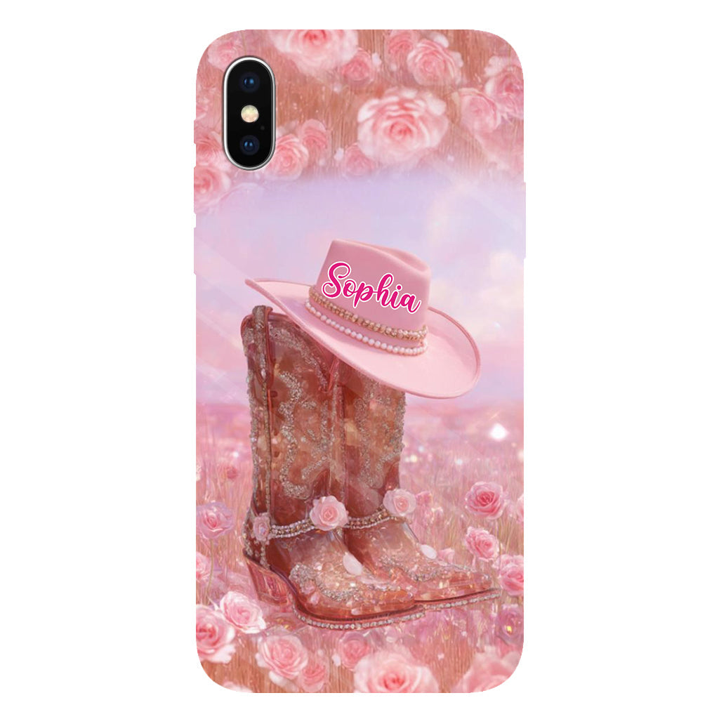 Florales Cowgirl-Motiv – Personalisierte Handyhülle und Handygriff mit Cowgirl-Vollbilddruck