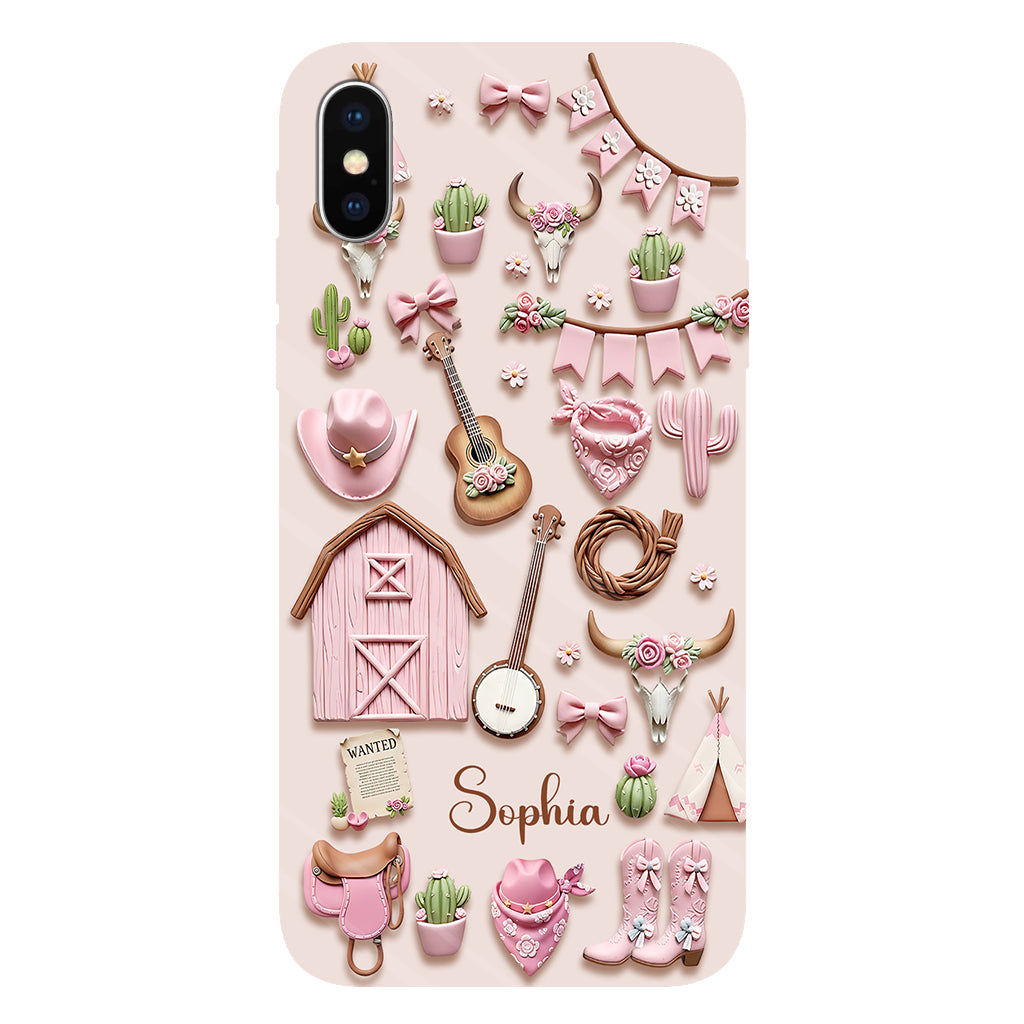 Coque de téléphone personnalisée avec imprimé intégral « Cowgirl rose »