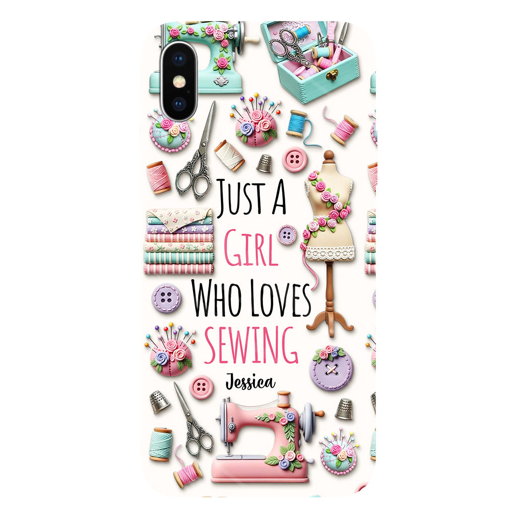 Coque de téléphone personnalisée « Juste une fille qui aime coudre » avec impression intégrale