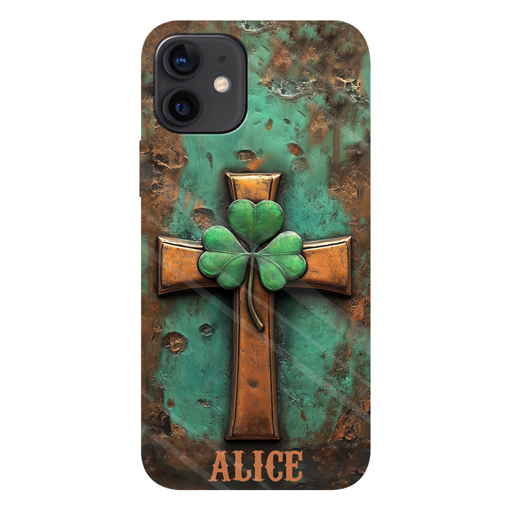 Coque de téléphone vintage avec croix irlandaise et impression intégrale personnalisée pour la Saint-Patrick