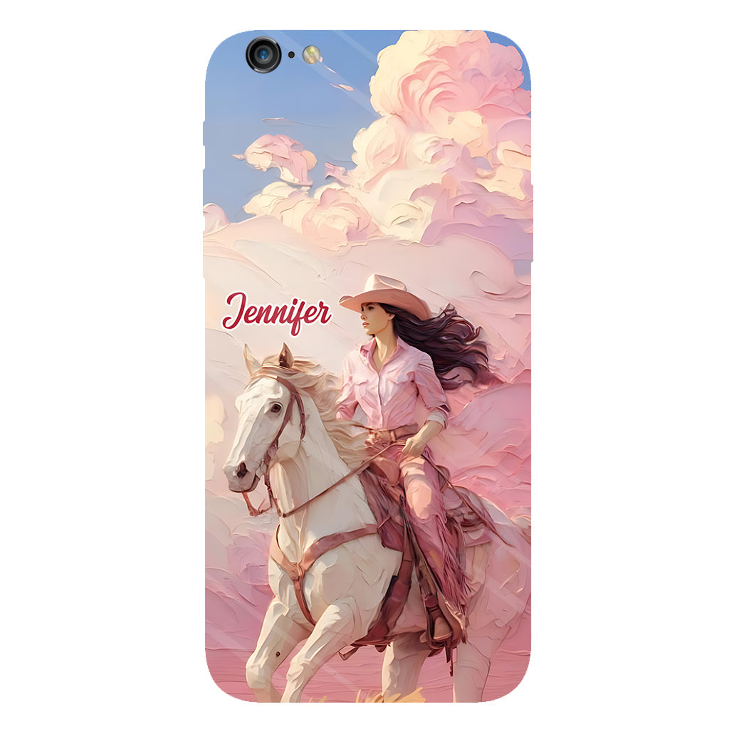 Coque de téléphone personnalisée avec imprimé intégral « Cowgirl rose »