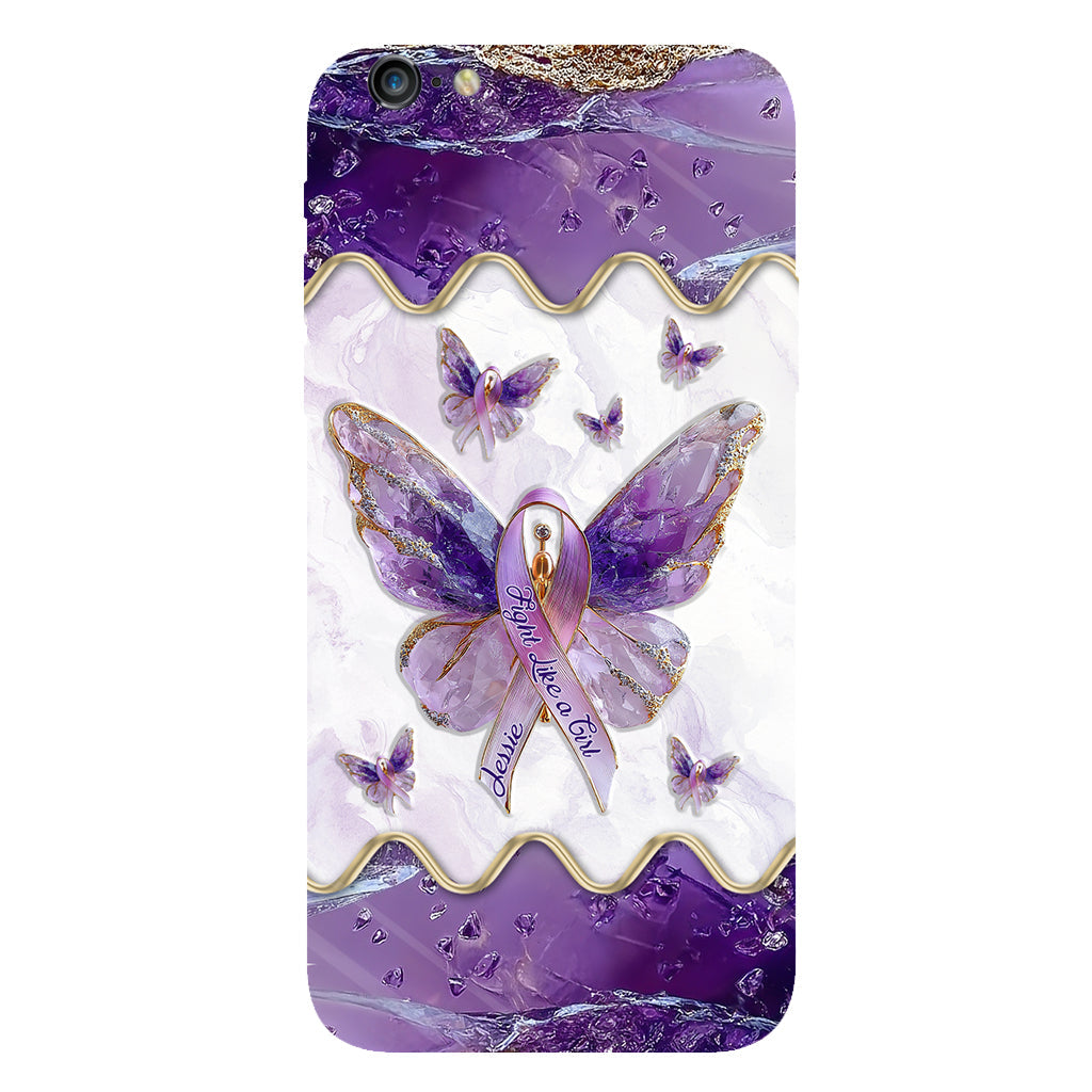 Combattez comme une fille - Coque de téléphone personnalisée avec impression intégrale pour la sensibilisation au lupus