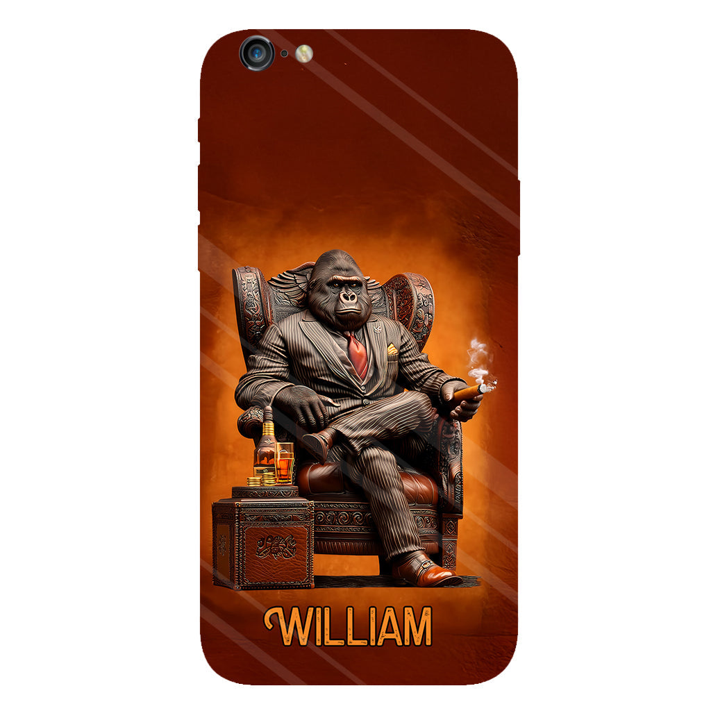 Whiskey & Cigar Gorilla - Coque de téléphone personnalisée avec impression intégrale sur le thème du whisky