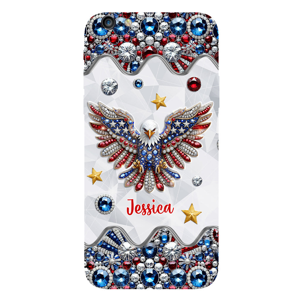 Coque de téléphone personnalisée avec aigle à tête blanche et motif patriotique