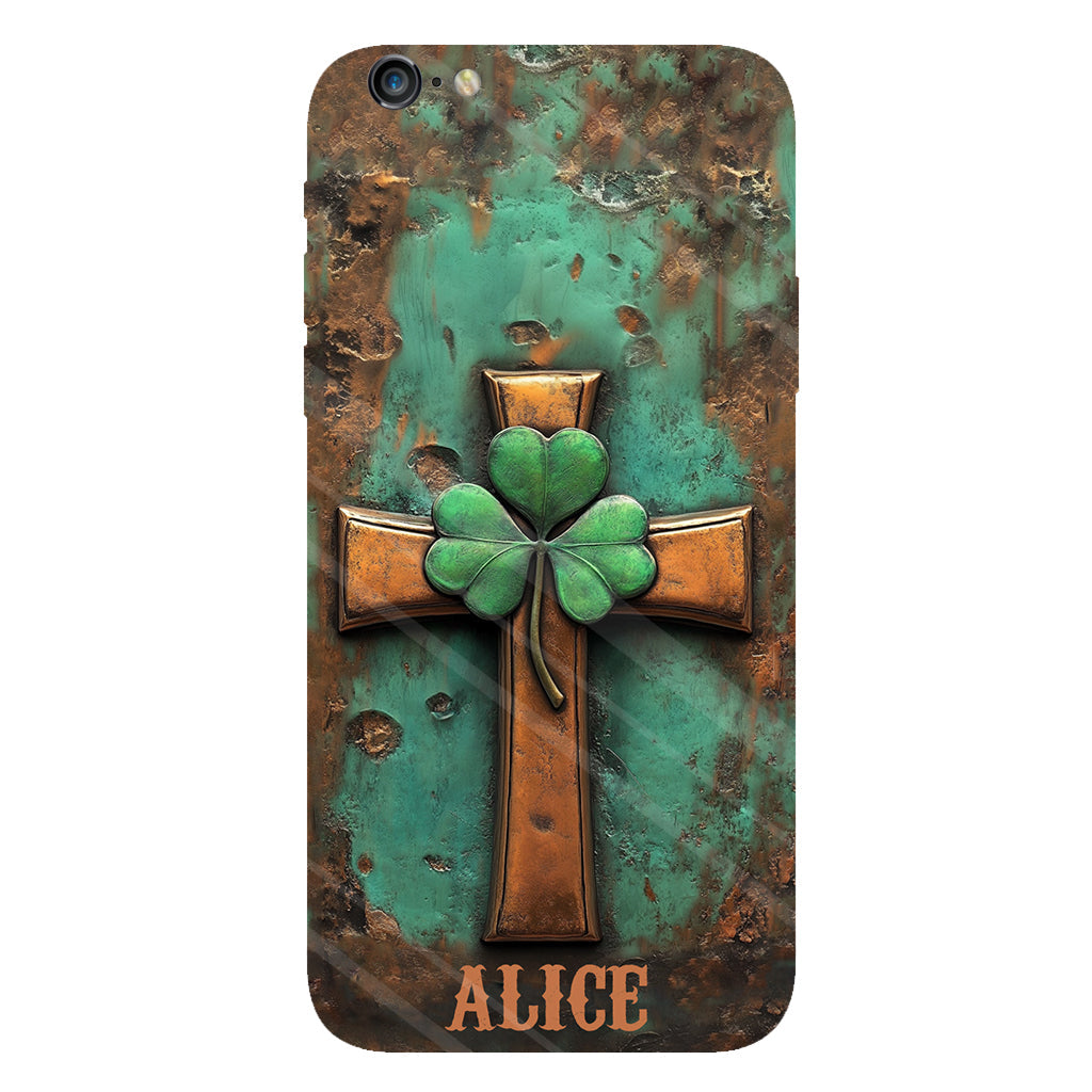 Coque de téléphone vintage avec croix irlandaise et impression intégrale personnalisée pour la Saint-Patrick
