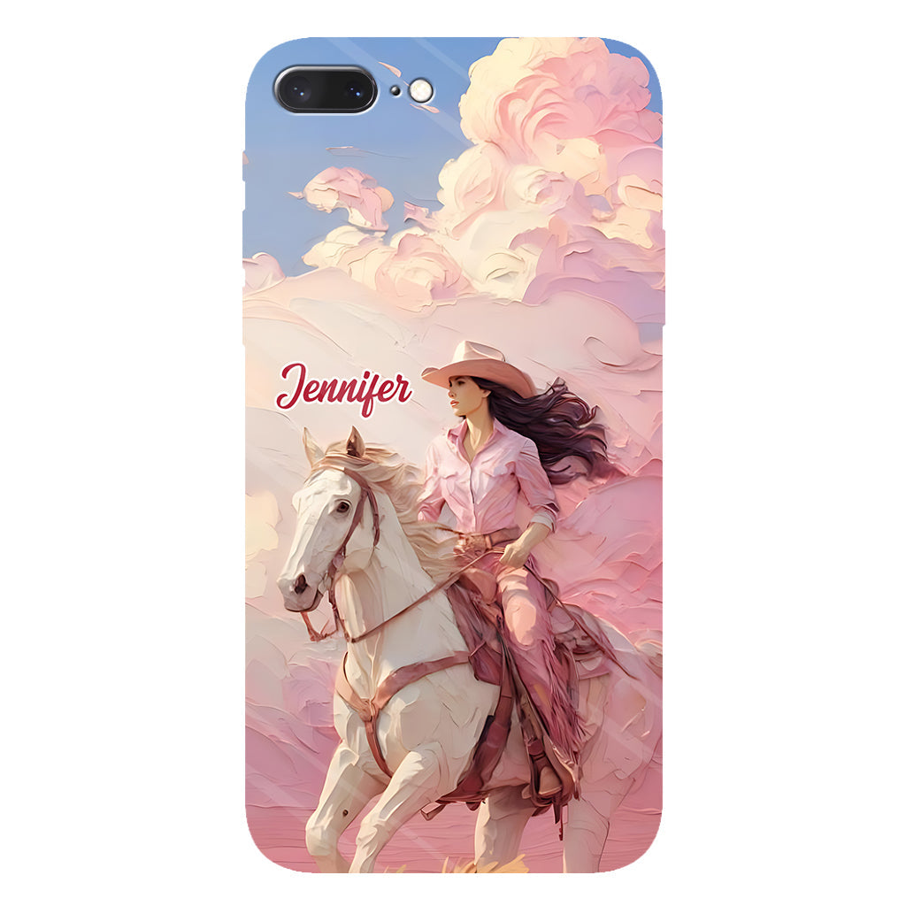 Coque de téléphone personnalisée avec imprimé intégral « Cowgirl rose »