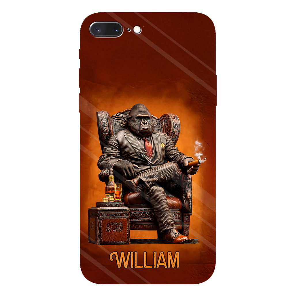 Whiskey & Cigar Gorilla - Coque de téléphone personnalisée avec impression intégrale sur le thème du whisky