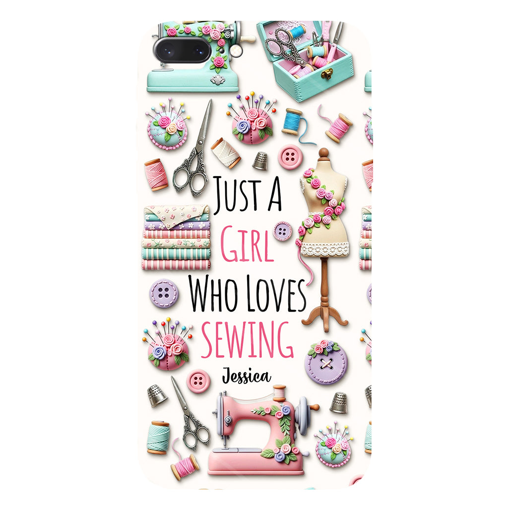 Coque de téléphone personnalisée « Juste une fille qui aime coudre » avec impression intégrale