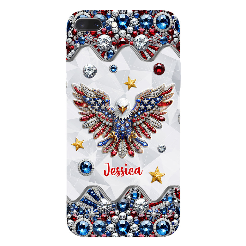 Coque de téléphone personnalisée avec aigle à tête blanche et motif patriotique