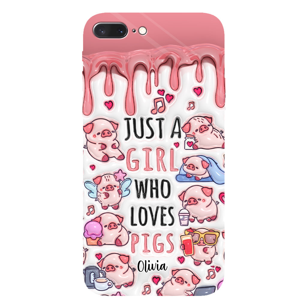 Juste une fille qui aime les cochons - Coque de téléphone personnalisée avec impression intégrale pour les amoureux des cochons