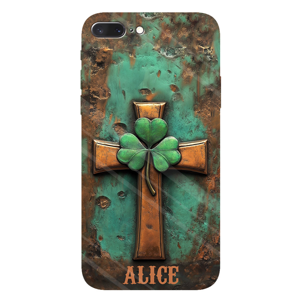 Coque de téléphone vintage avec croix irlandaise et impression intégrale personnalisée pour la Saint-Patrick