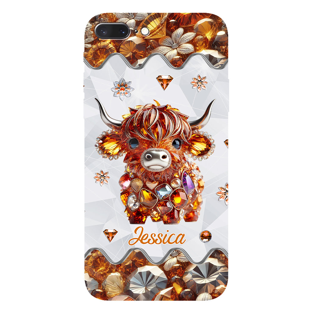 Coque de téléphone personnalisée avec impression intégrale « Juste une fille qui aime les vaches des Highlands »