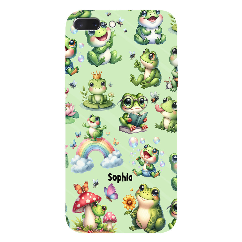 Einfach ein Mädchen, das Frösche liebt – Personalisierte Handyhülle mit Frosch-Vollbilddruck