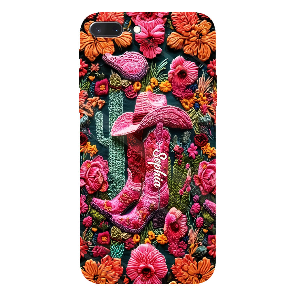 Coque de téléphone personnalisée « Cowgirl rose » avec imprimé intégral
