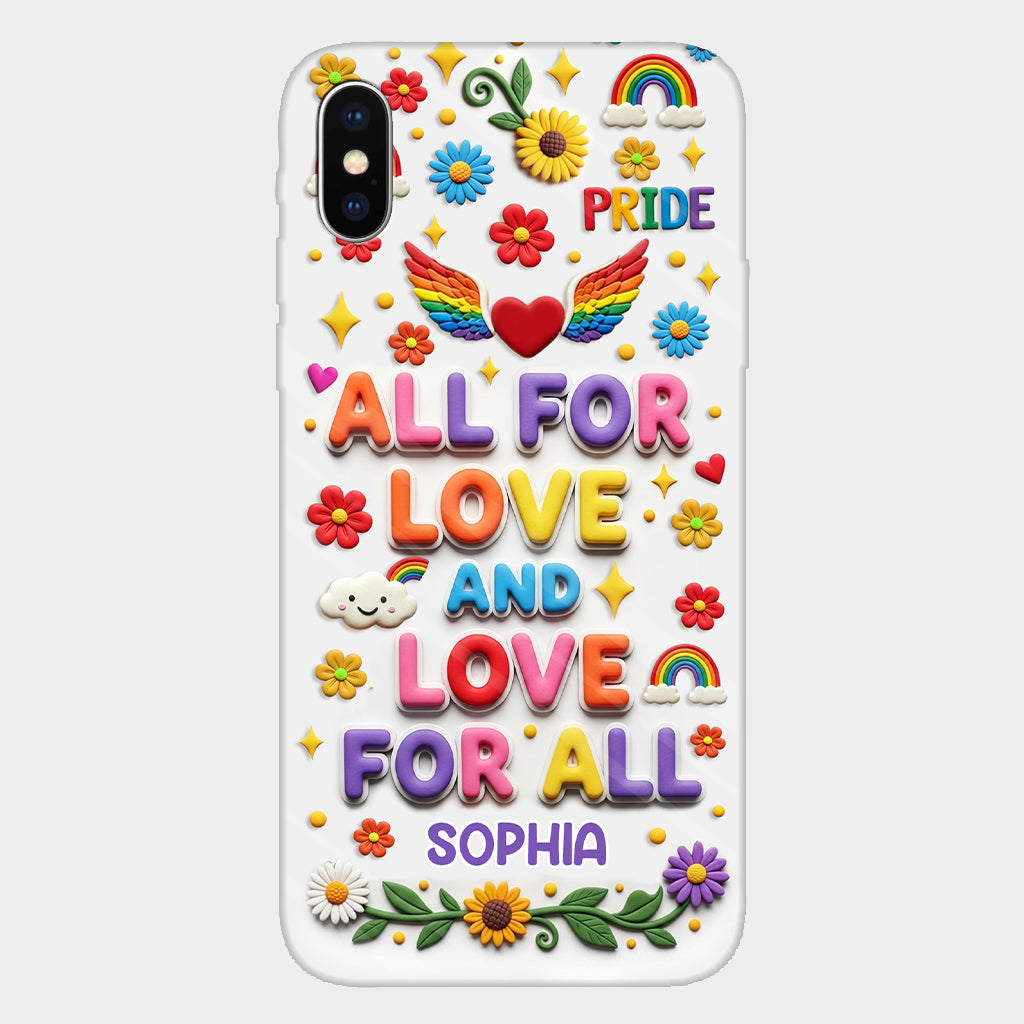 Tout pour l'amour et l'amour pour tous - Coque de téléphone personnalisée avec imprimé intégral en soutien LGBT