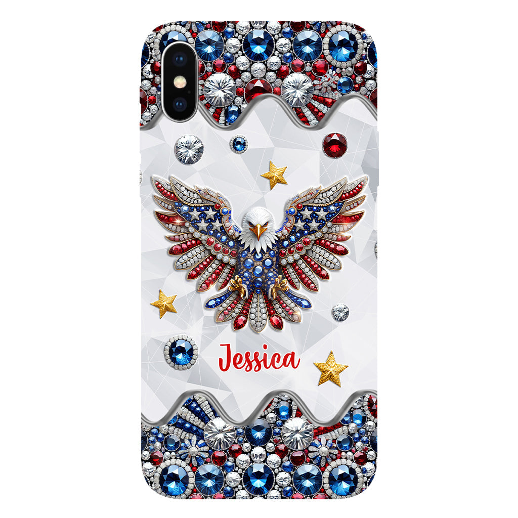 Coque de téléphone personnalisée avec aigle à tête blanche et motif patriotique
