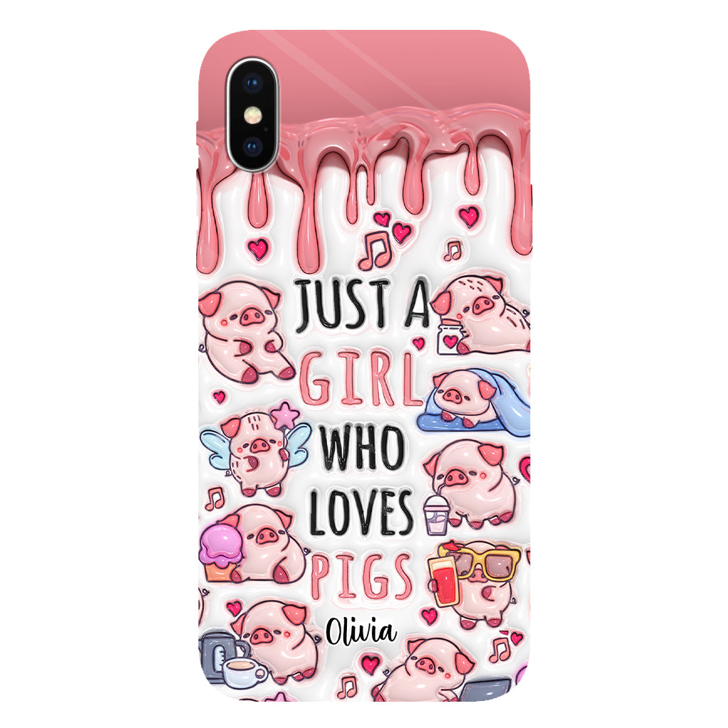 Juste une fille qui aime les cochons - Coque de téléphone personnalisée avec impression intégrale pour les amoureux des cochons