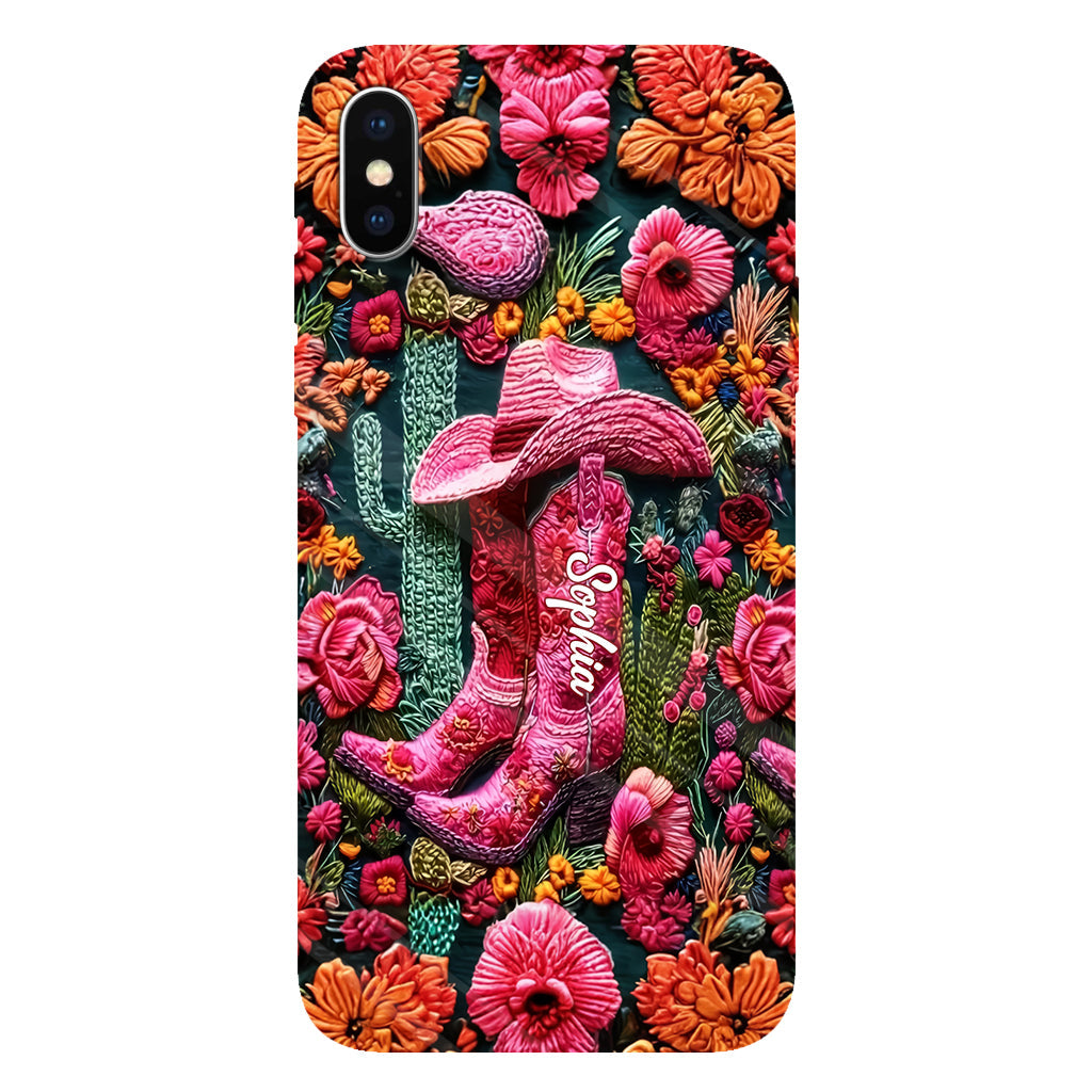 Coque de téléphone personnalisée « Cowgirl rose » avec imprimé intégral