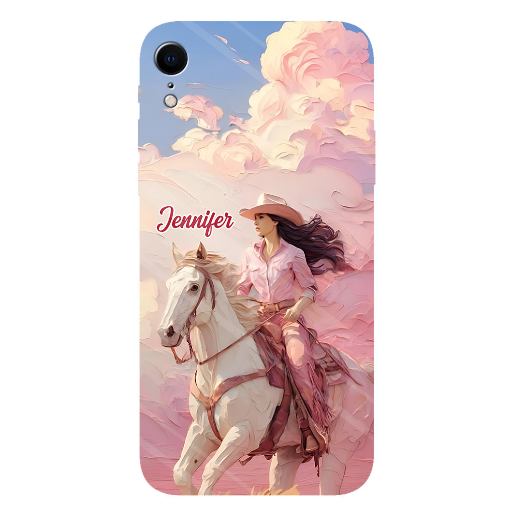 Coque de téléphone personnalisée avec imprimé intégral « Cowgirl rose »