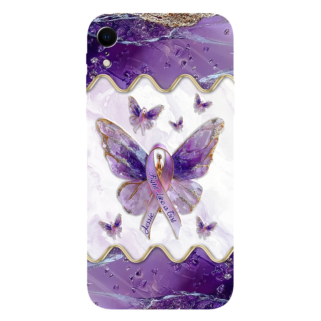 Combattez comme une fille - Coque de téléphone personnalisée avec impression intégrale pour la sensibilisation au lupus