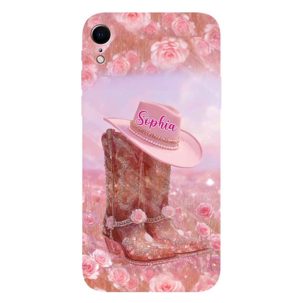 Florales Cowgirl-Motiv – Personalisierte Handyhülle und Handygriff mit Cowgirl-Vollbilddruck