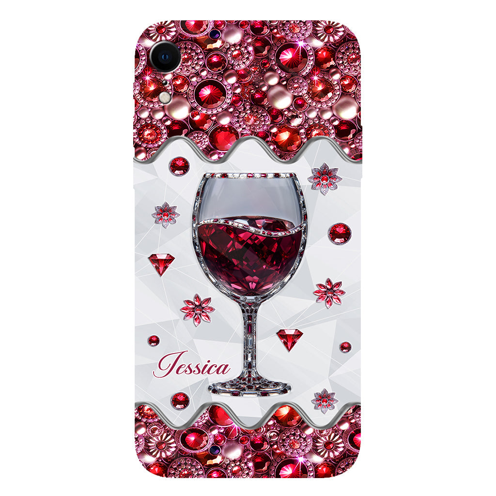 Une fille qui aime le vin - Coque de téléphone personnalisée avec impression intégrale sur le thème du vin