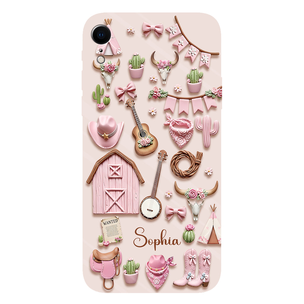Coque de téléphone personnalisée avec imprimé intégral « Cowgirl rose »
