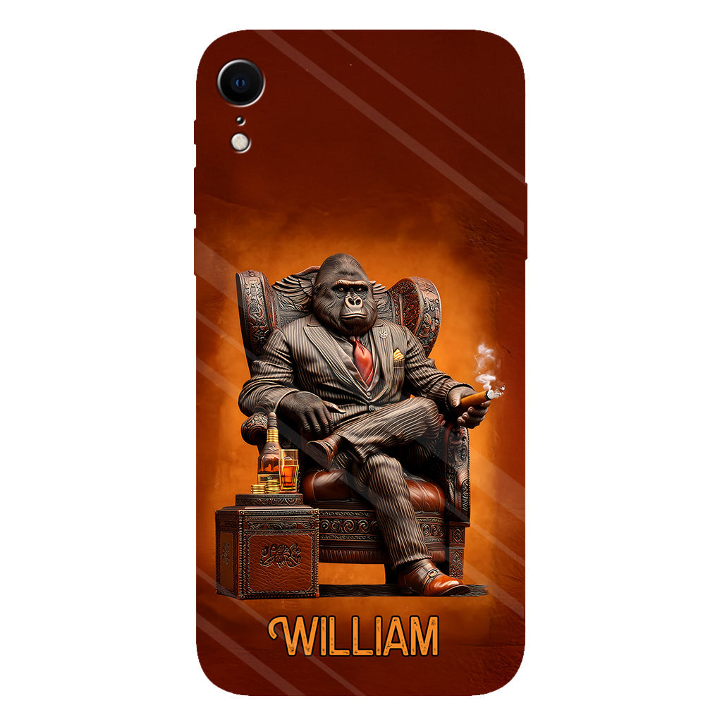 Whiskey & Cigar Gorilla - Coque de téléphone personnalisée avec impression intégrale sur le thème du whisky
