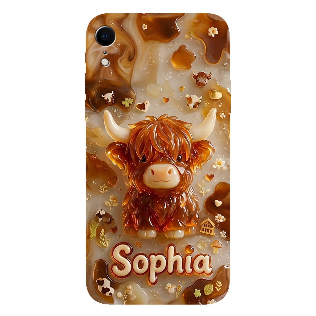 Highland Cow 3D Jelly Effect - Personalized Highland Cow Full Print Phone Case