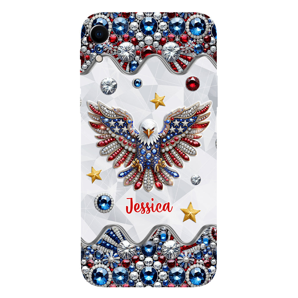 Coque de téléphone personnalisée avec aigle à tête blanche et motif patriotique