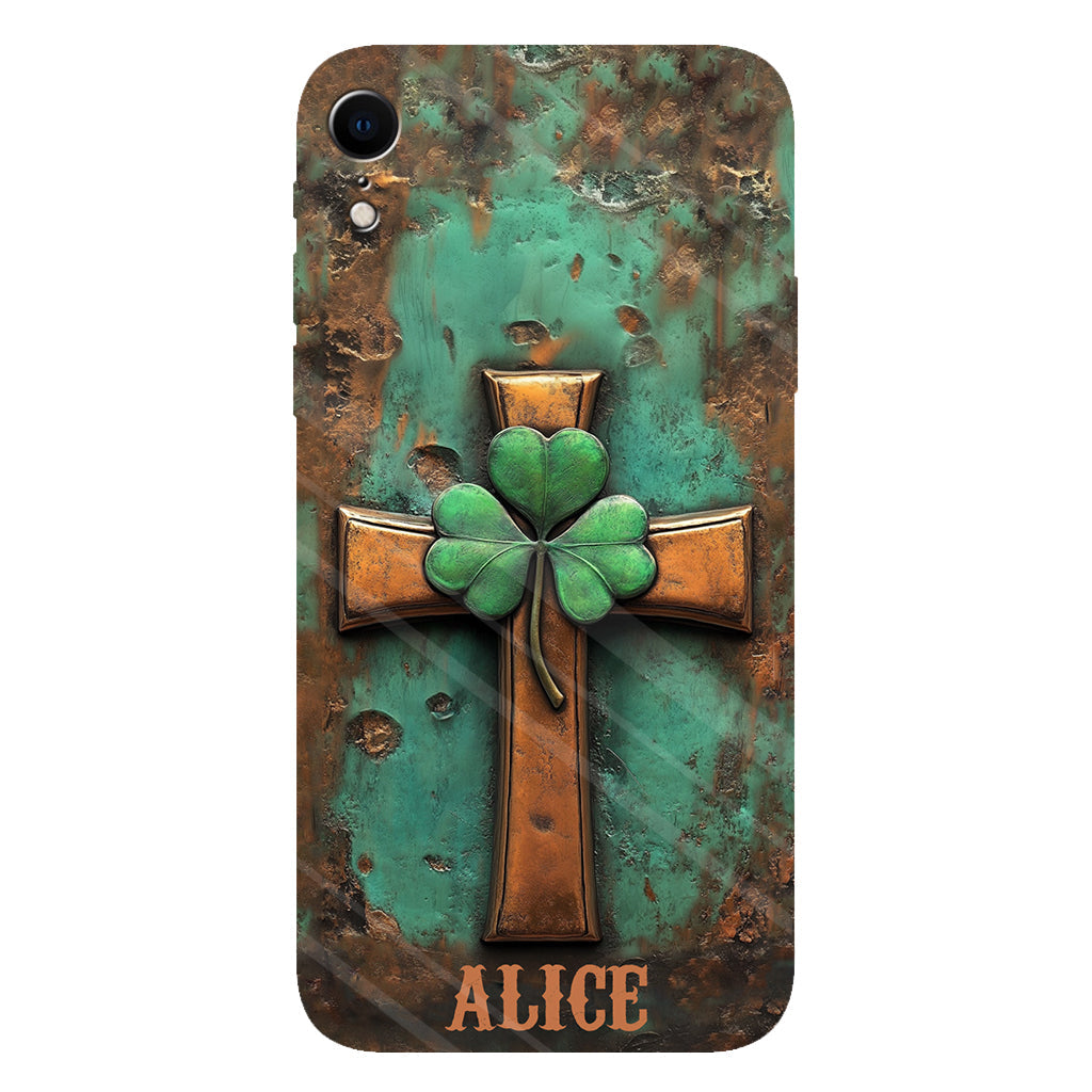 Coque de téléphone vintage avec croix irlandaise et impression intégrale personnalisée pour la Saint-Patrick