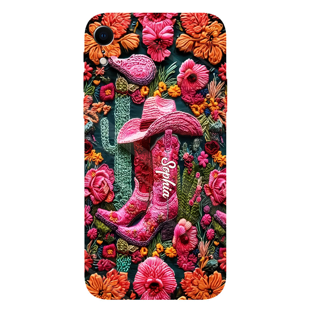 Coque de téléphone personnalisée « Cowgirl rose » avec imprimé intégral