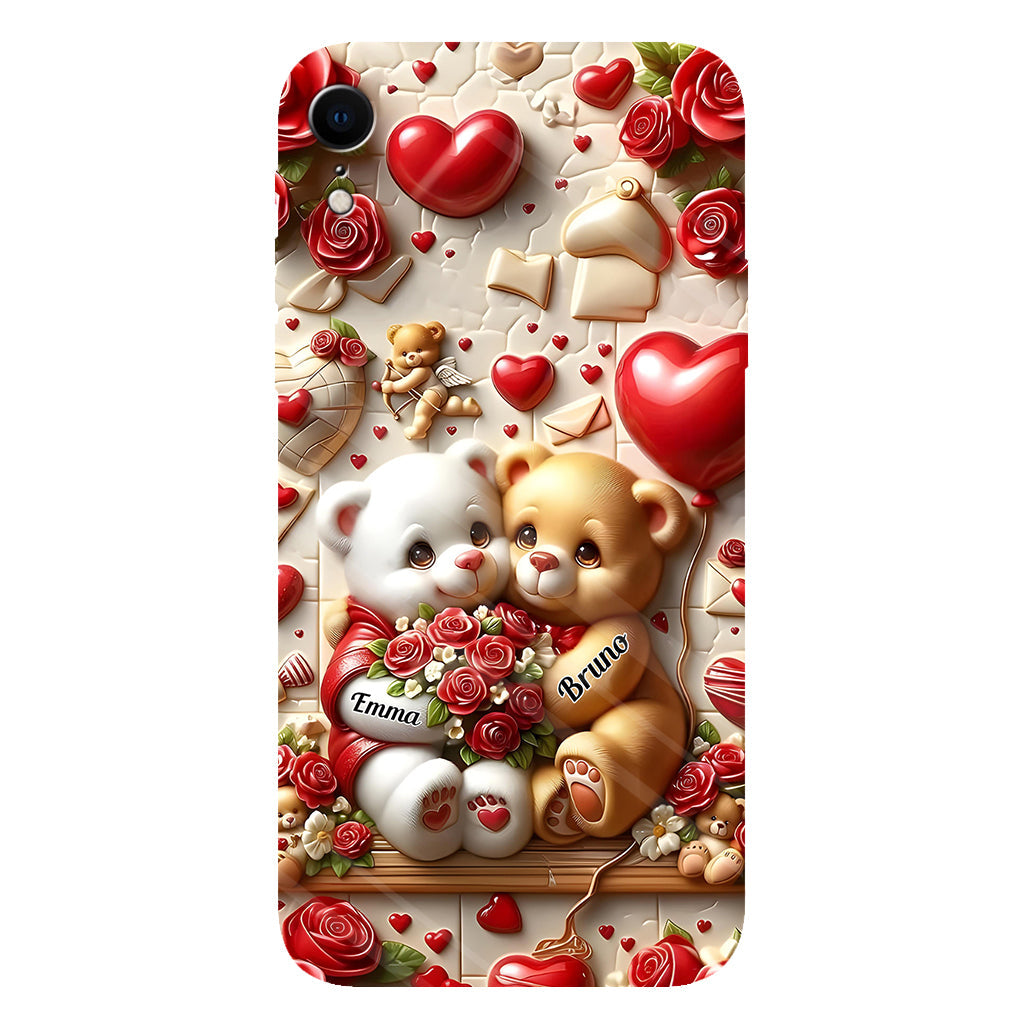 Cute Bear Couple - Personalized Couple Full Print Phone Case