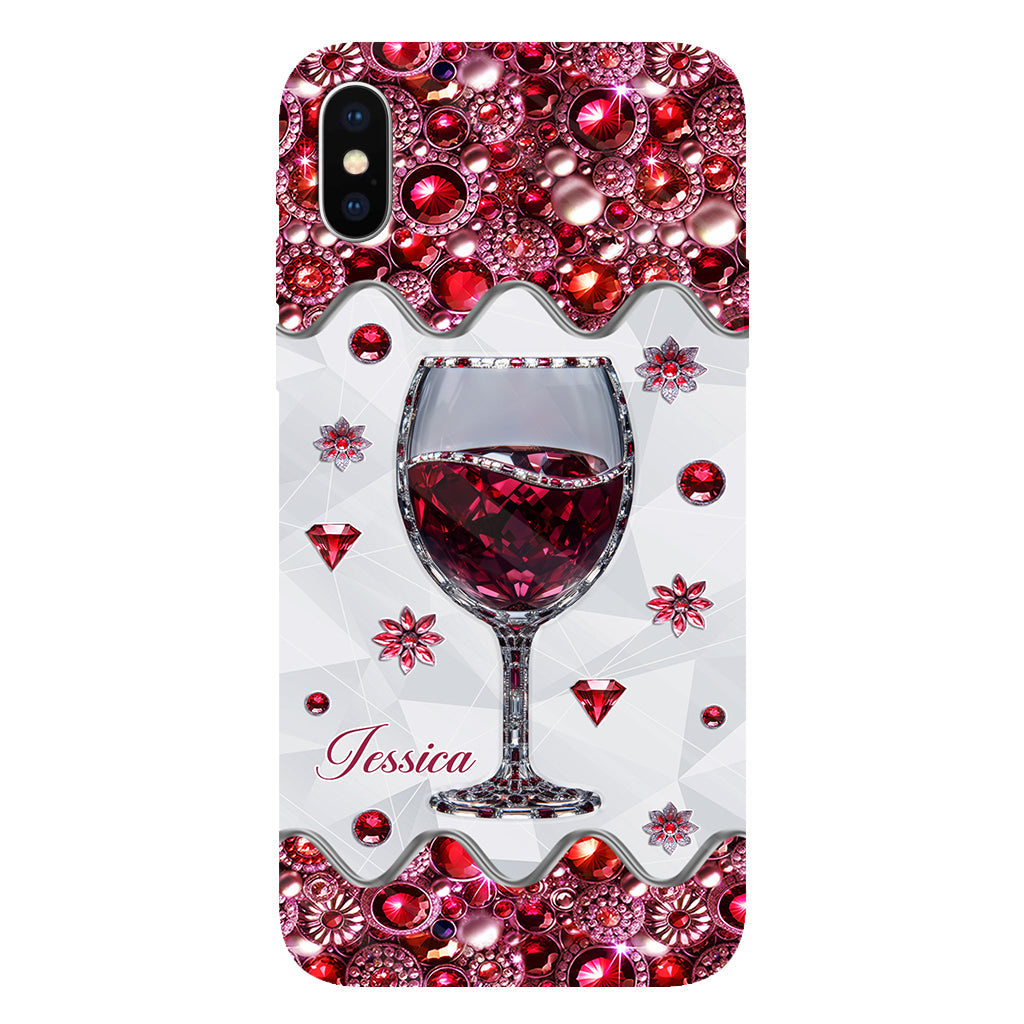 Une fille qui aime le vin - Coque de téléphone personnalisée avec impression intégrale sur le thème du vin
