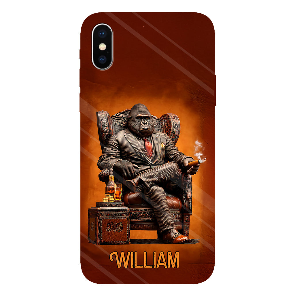 Whiskey & Cigar Gorilla - Coque de téléphone personnalisée avec impression intégrale sur le thème du whisky
