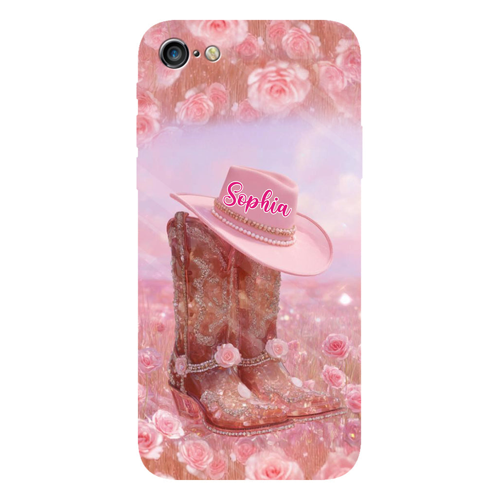 Florales Cowgirl-Motiv – Personalisierte Handyhülle und Handygriff mit Cowgirl-Vollbilddruck