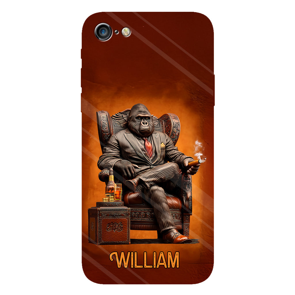 Whiskey & Cigar Gorilla - Coque de téléphone personnalisée avec impression intégrale sur le thème du whisky