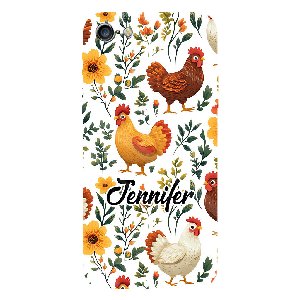 Cute Floral Chickens - Personalized Chicken Full Print Phone Case