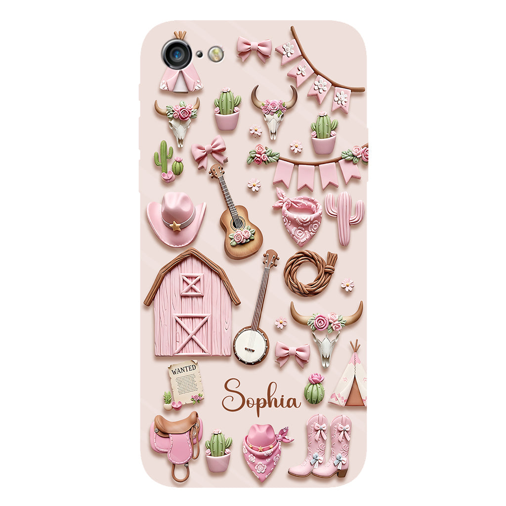 Coque de téléphone personnalisée avec imprimé intégral « Cowgirl rose »