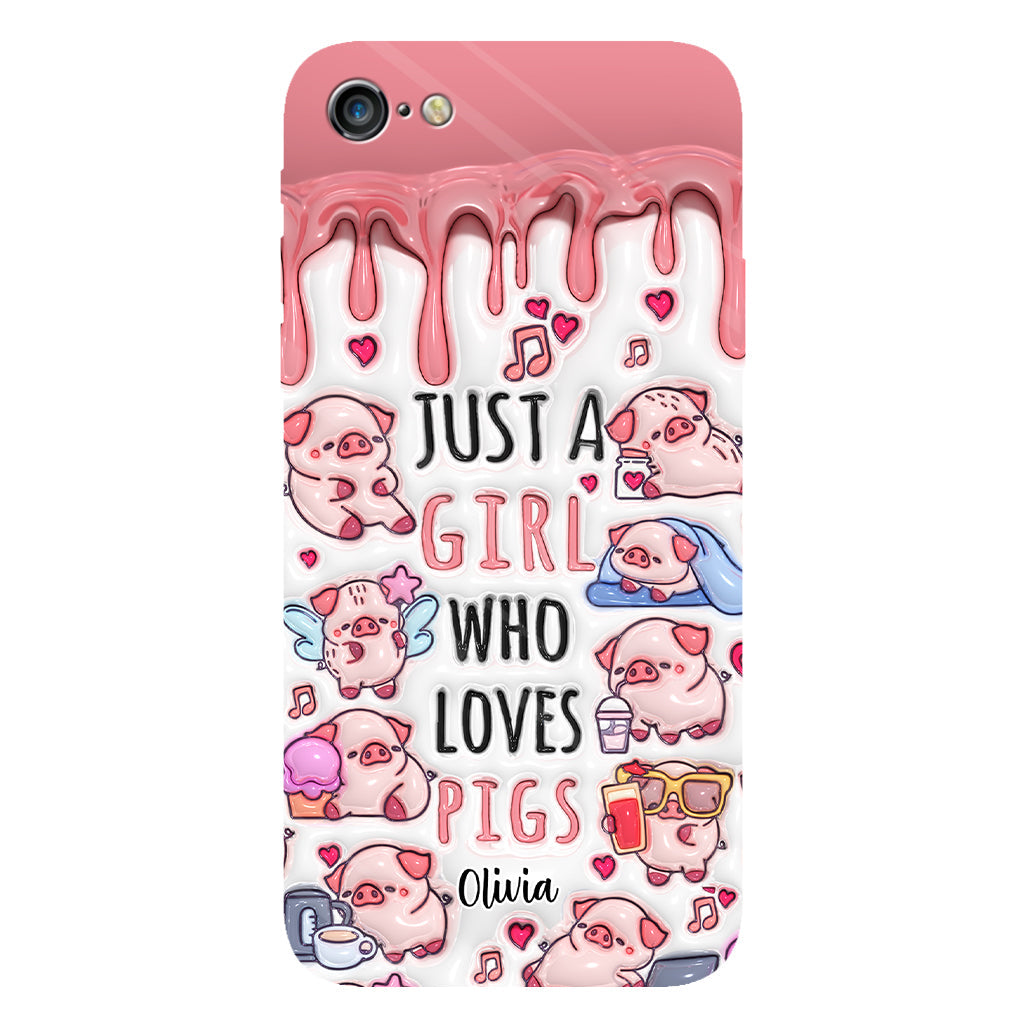 Juste une fille qui aime les cochons - Coque de téléphone personnalisée avec impression intégrale pour les amoureux des cochons