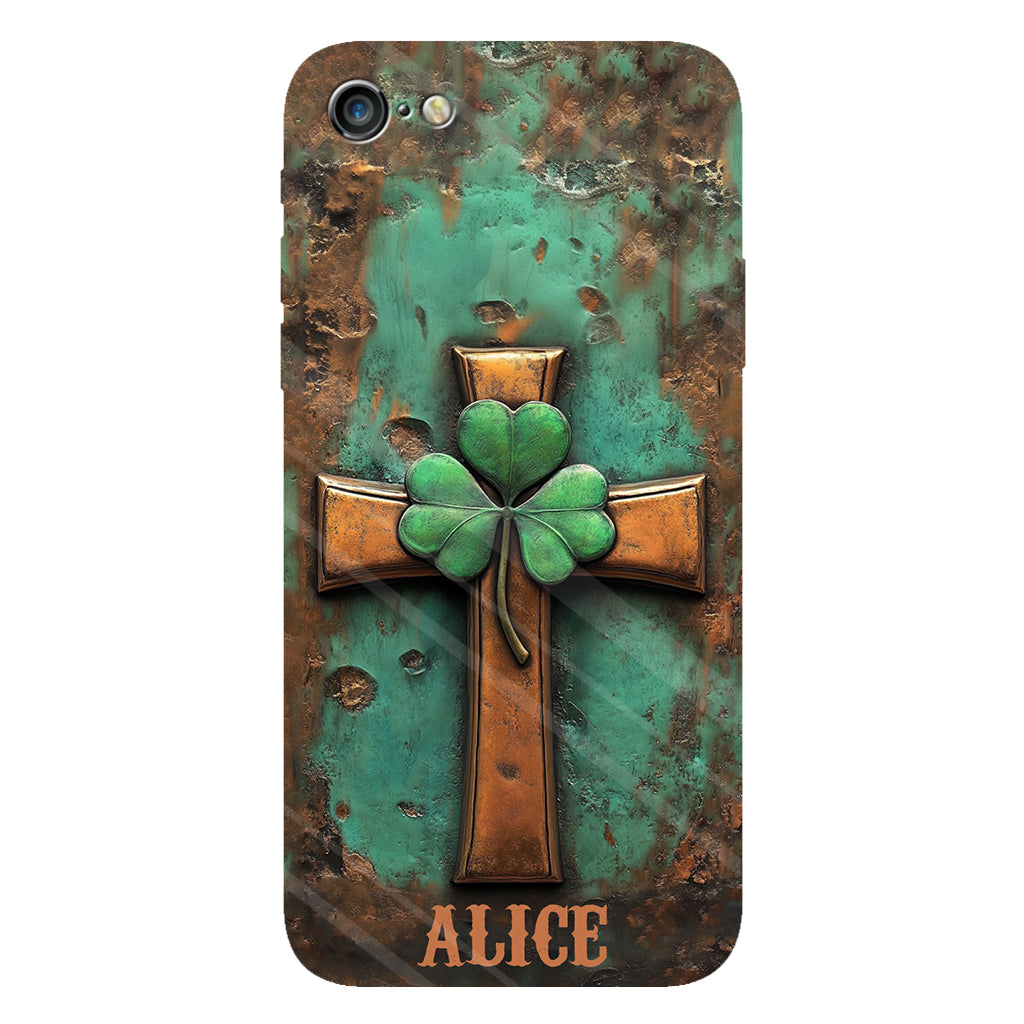 Coque de téléphone vintage avec croix irlandaise et impression intégrale personnalisée pour la Saint-Patrick