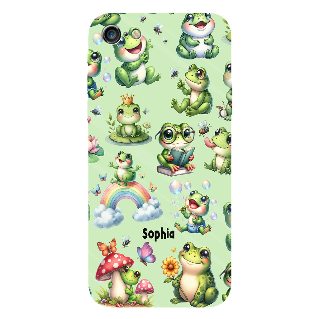 Einfach ein Mädchen, das Frösche liebt – Personalisierte Handyhülle mit Frosch-Vollbilddruck