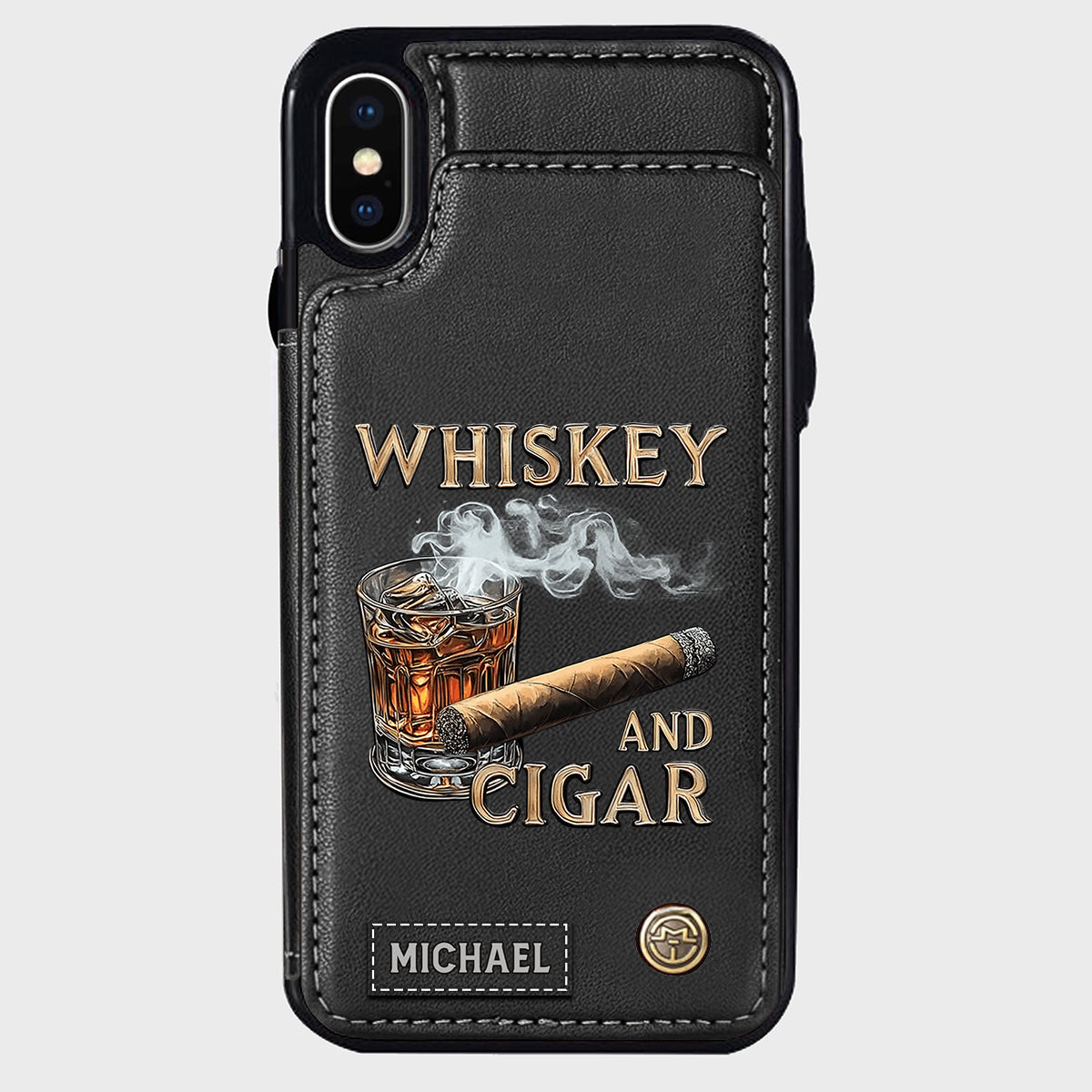 Whiskey And Cigar - Personalized Whisky Wallet Phone Case