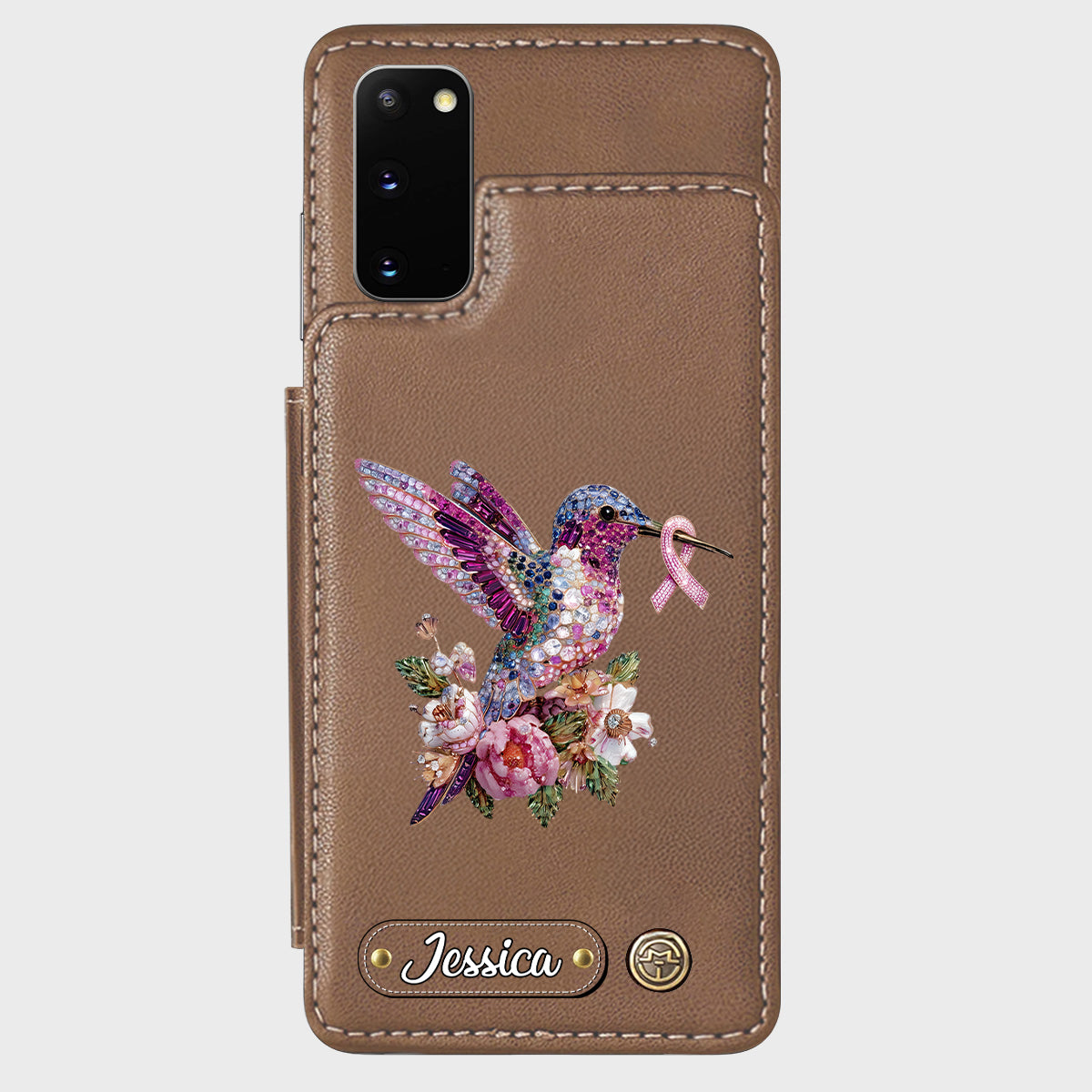 Breast Cancer Awareness Hummingbird - Personalized Breast Cancer Awareness Wallet Phone Case