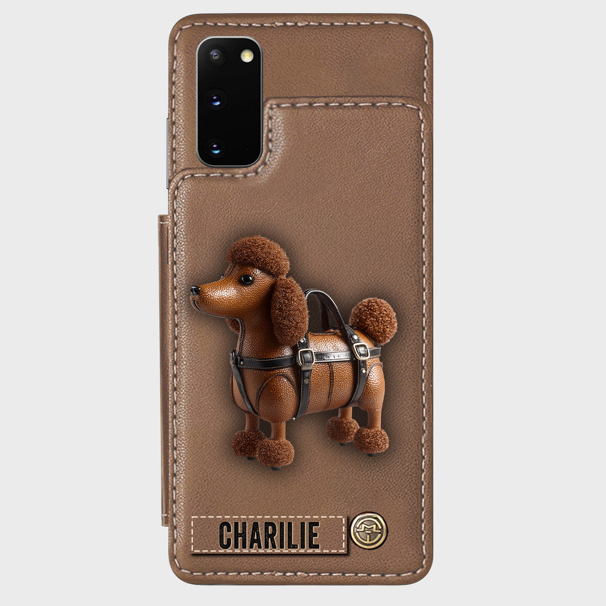 Étui portefeuille personnalisé pour téléphone avec un adorable caniche - Étui pour téléphone à motif chien