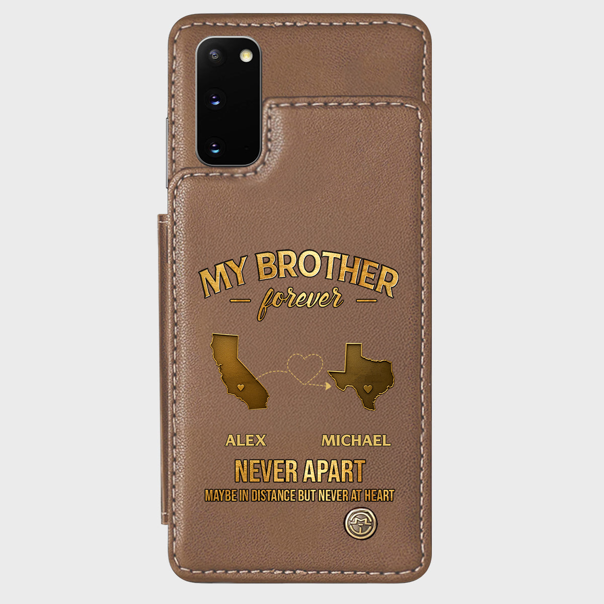 My Brother/ Sister/ Son... Forever, Never Apart Maby In Distance But Never At Heart - Personalized Sibling Wallet Phone Case