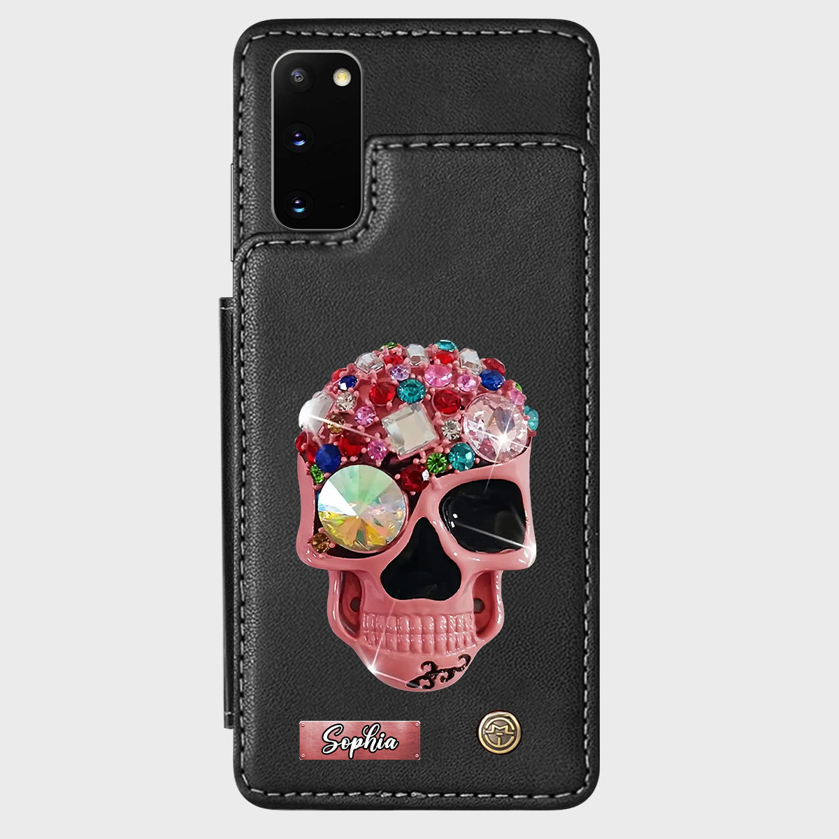 Shiny Skull - Personalized Skull Wallet Phone Case